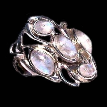 Bague indienne argent et Pierre de Lune - Bijoux indiens