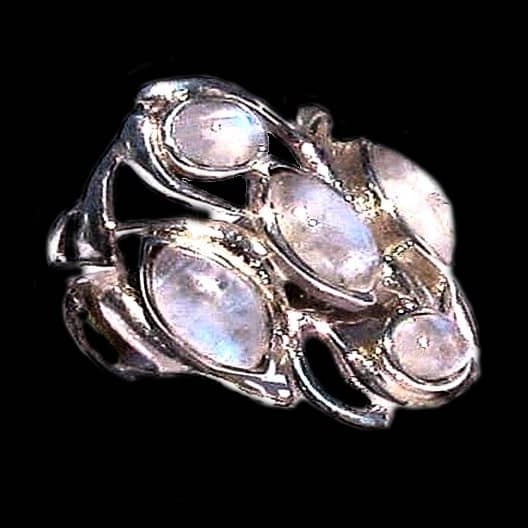 Bague indienne argent et Pierre de Lune - Bijoux indiens