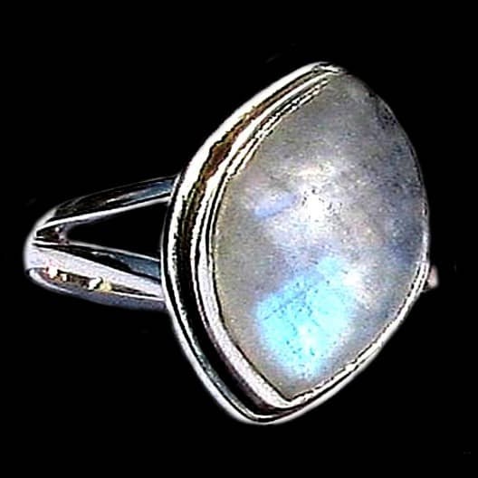 Bague indienne argent et Pierre de Lune - Bijoux indiens