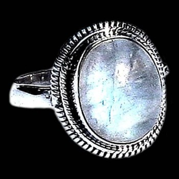 Bague indienne argent et Pierre de Lune - Bijoux indiens