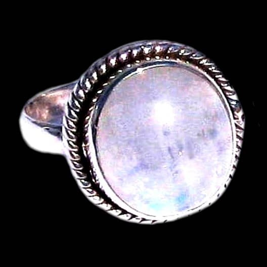 Bague indienne argent et Pierre de Lune - Bijoux indiens