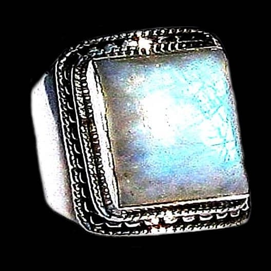 Bague indienne argent et Pierre de Lune - Bijoux indiens