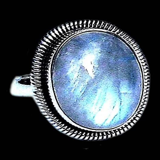 Bague indienne argent et Pierre de Lune - Bijoux indiens
