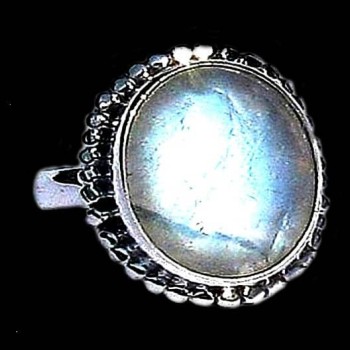 Bague indienne argent et Pierre de Lune - Bijoux indiens