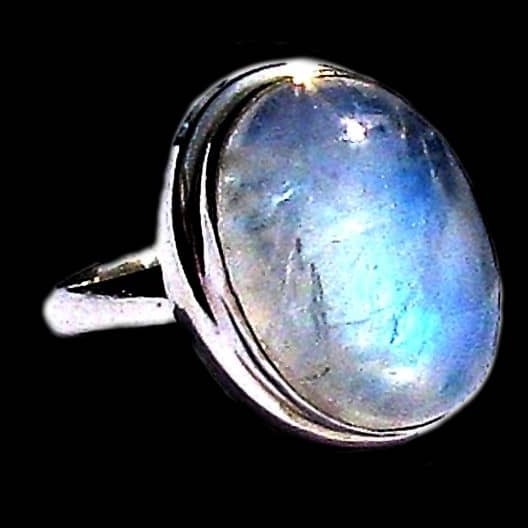 Bague indienne argent et Pierre de Lune - Bijoux indiens