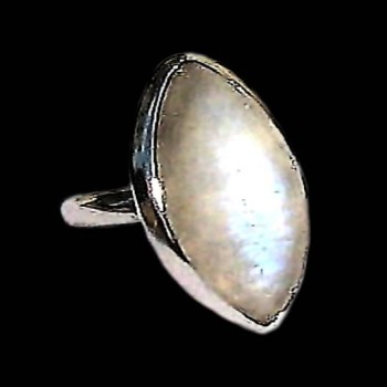 Bague indienne argent et Pierre de Lune - Bijoux indiens