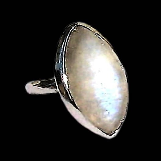 Bague indienne argent et Pierre de Lune - Bijoux indiens