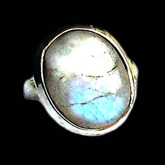 Bague indienne argent et Pierre de Lune - Bijoux indiens