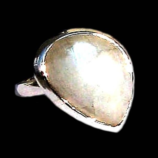 Bague indienne argent et Pierre de Lune - Bijoux indiens