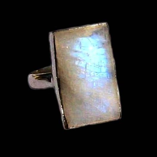 Bague indienne argent et Pierre de Lune - Bijoux indiens