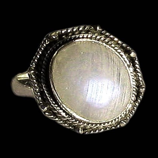 Bague indienne argent et Pierre de Lune - Bijoux indiens