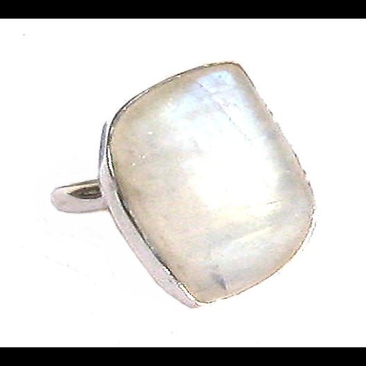 Bague indienne argent et Pierre de Lune - Bijoux indiens