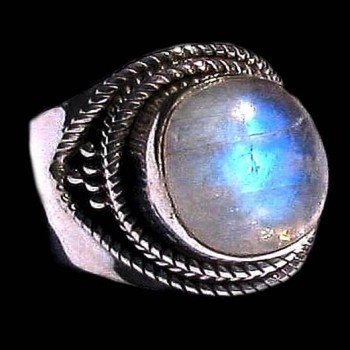 Bague indienne argent et Pierre de Lune - Bijoux indiens