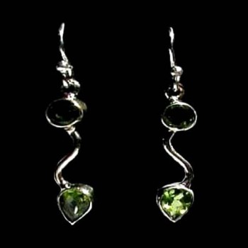Bijoux Inde argent péridot - Boucles Oreilles 