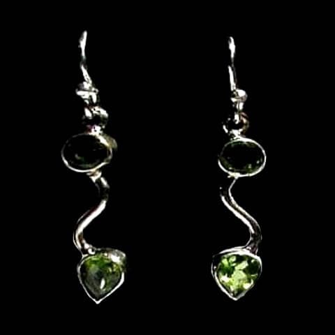 Bijoux Inde argent péridot - Boucles Oreilles 