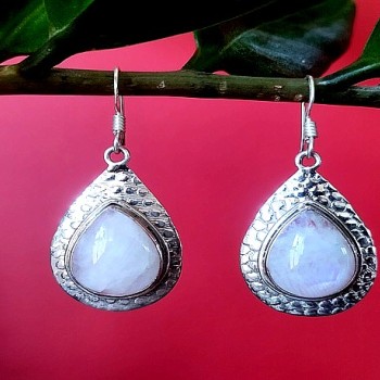 Boucles d'Oreilles indiennes Pierre de Lune - Bijoux Inde