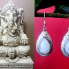 Boucles d'Oreilles indiennes Pierre de Lune - Bijoux Inde