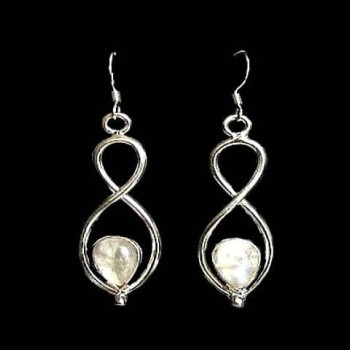Boucles d'Oreilles indiennes Pierre de Lune - Bijoux Inde