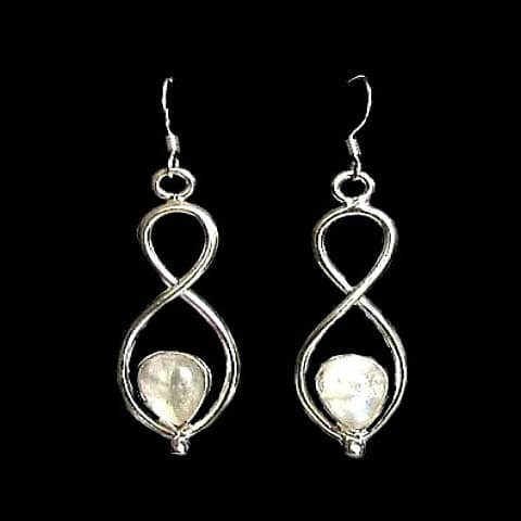 Boucles d'Oreilles indiennes Pierre de Lune - Bijoux Inde