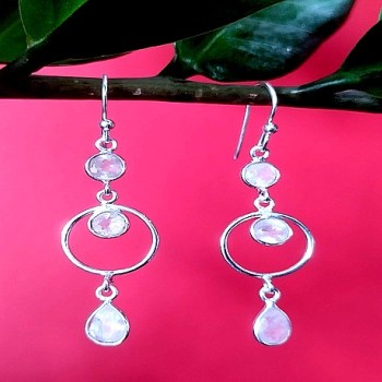 Boucles d'Oreilles indiennes Pierre de Lune - Bijoux Inde