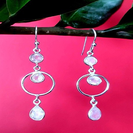 Boucles d'Oreilles indiennes Pierre de Lune - Bijoux Inde
