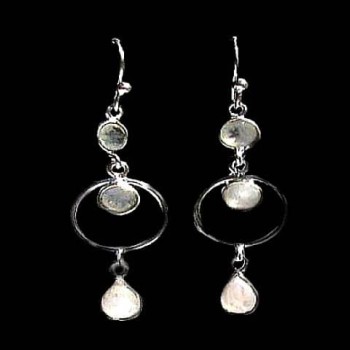 Boucles d'Oreilles indiennes Pierre de Lune - Bijoux Inde