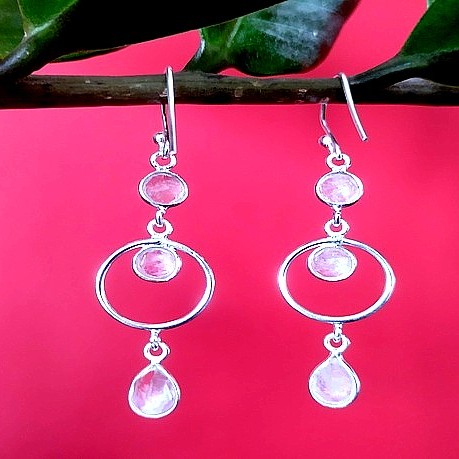 Boucles d'Oreilles indiennes Pierre de Lune - Bijoux Inde