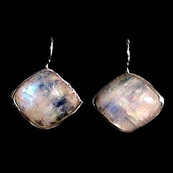 Boucles d'Oreilles indiennes Pierre de Lune - Bijoux Inde