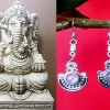 Boucles d'Oreilles indiennes Pierre de Lune - Bijoux Inde