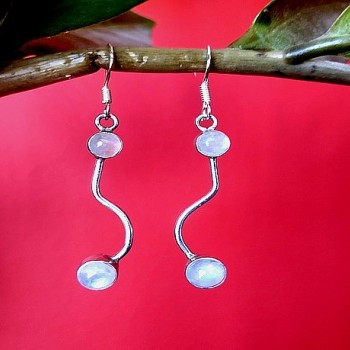 Boucles d'Oreilles indiennes Pierre de Lune - Bijoux Inde