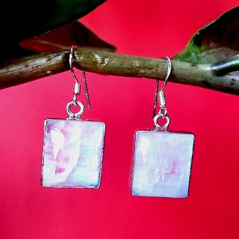 Boucles d'Oreilles indiennes Pierre de Lune - Bijoux Inde