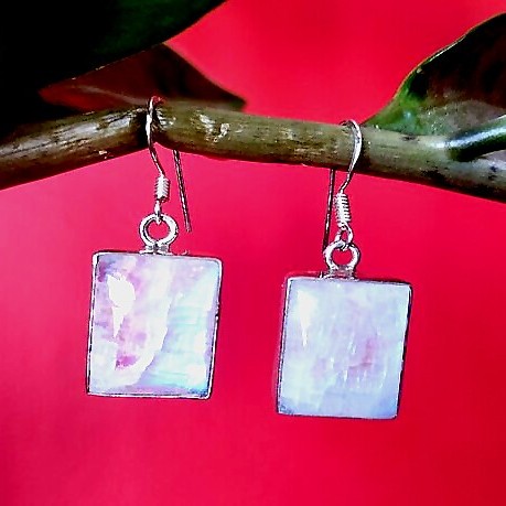 Boucles d'Oreilles indiennes Pierre de Lune - Bijoux Inde