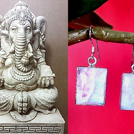 Boucles d'Oreilles indiennes Pierre de Lune - Bijoux Inde