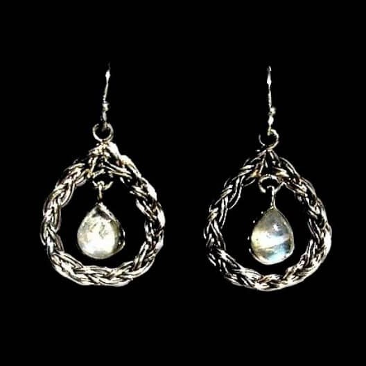 Boucles d'Oreilles indiennes Pierre de Lune - Bijoux Inde