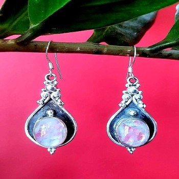 Boucles d'Oreilles indiennes Pierre de Lune - Bijoux Inde
