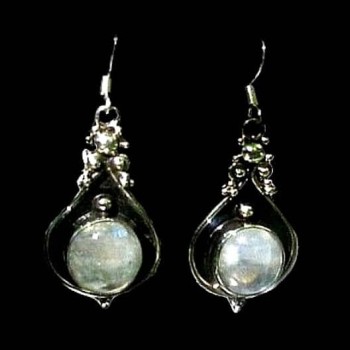 Boucles d'Oreilles indiennes Pierre de Lune - Bijoux Inde