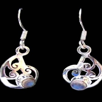 Boucles d'Oreilles indiennes Pierre de Lune - Bijoux Inde