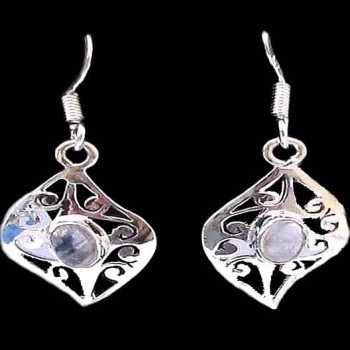 Boucles d'Oreilles indiennes Pierre de Lune - Bijoux Inde