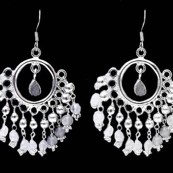 Boucles d'Oreilles indiennes Pierre de Lune - Bijoux Inde