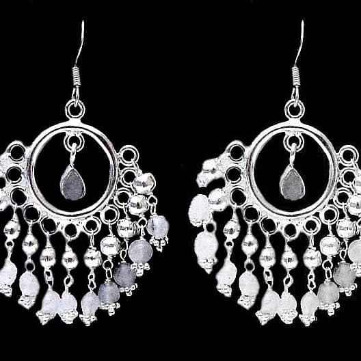 Boucles d'Oreilles indiennes Pierre de Lune - Bijoux Inde
