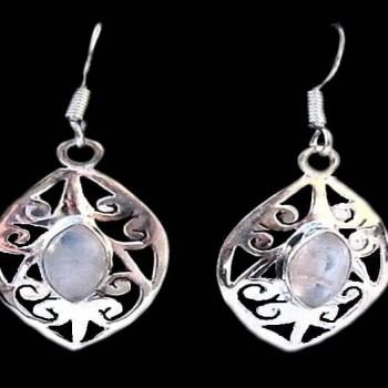 Boucles d'Oreilles indiennes Pierre de Lune - Bijoux Inde