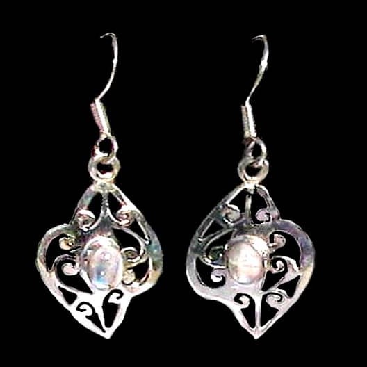 Boucles d'Oreilles indiennes Pierre de Lune - Bijoux Inde