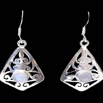 Boucles d'Oreilles indiennes Pierre de Lune - Bijoux Inde