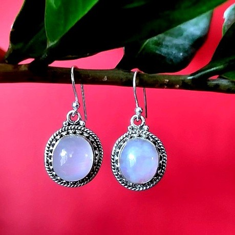 Boucles d'Oreilles indiennes Pierre de Lune - Bijoux Inde
