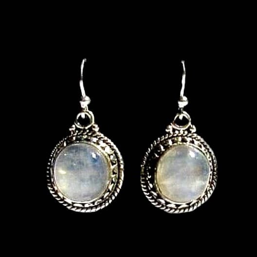 Boucles d'Oreilles indiennes Pierre de Lune - Bijoux Inde