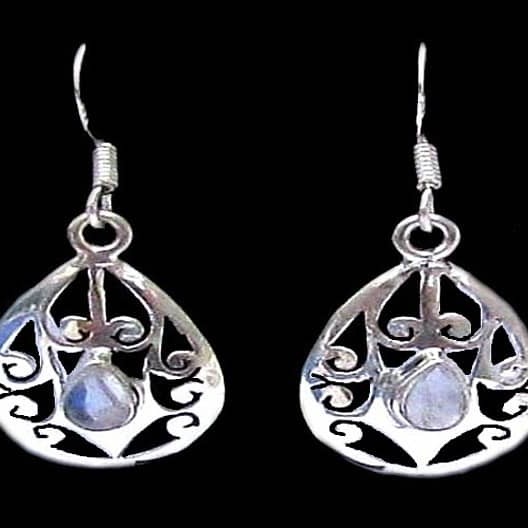 Boucles d'Oreilles indiennes Pierre de Lune - Bijoux Inde
