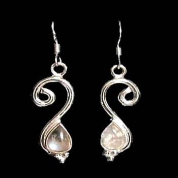 Boucles d'Oreilles indiennes Pierre de Lune - Bijoux Inde