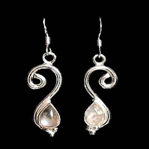 Boucles d'Oreilles indiennes Pierre de Lune - Bijoux Inde