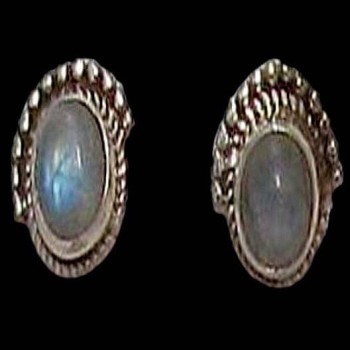 Boucles d'Oreilles indiennes Pierre de Lune - Bijoux Inde