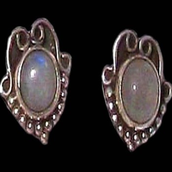 Boucles d'Oreilles indiennes Pierre de Lune - Bijoux Inde